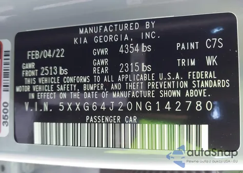 2022 Kia K5 Gt-Line z USA, uszkodzony, nr VIN 5XXG64J20NG142780